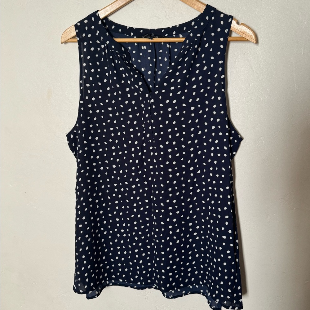 41 Hawthorn Navy and White Polka Dot Blouse